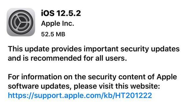 上蔡苹果手机维修分享iOS12.5.2发布，建议所有老苹果用户安装 